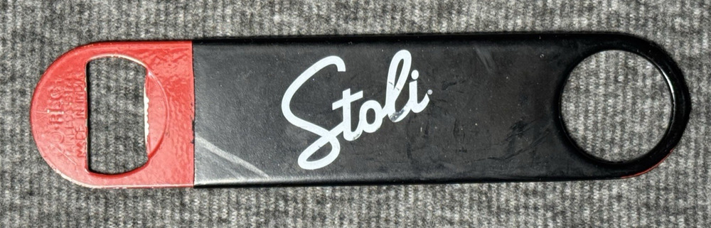 STOLI Vodka Black Rubber and Steel Bar Key Bottle Opener